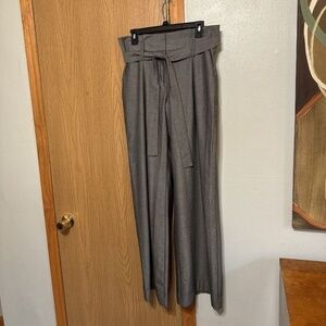 The Limited Size 6 Gray Wide Leg Belted High-Rise Dress Pants w/Paperbag Waist